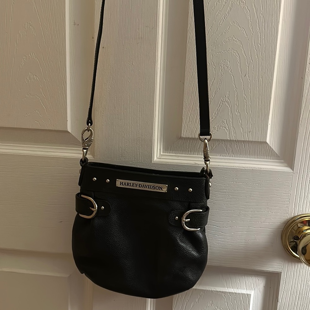 Black leather Harley Davidson Purse crossbody bought at Barbs Harley Davidson